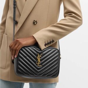 Lou Medium YSL Camera Bag with Pocket in Quilted Leather